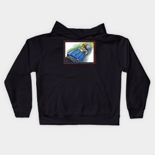 Cats driving in cool retro car Kids Hoodie